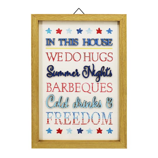 Red, White &#x26; Blue House Rules Wall Sign by Celebrate It&#x2122;